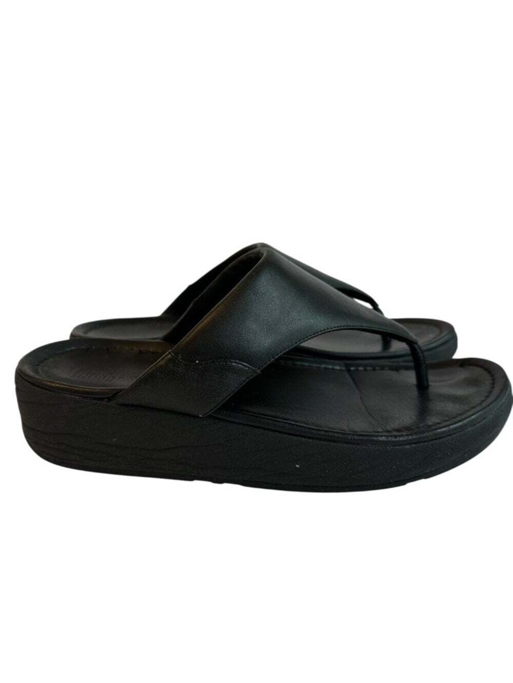 FitFlop Lulu Platform Thong Sandals Black Travel Walking Comfort Size 11